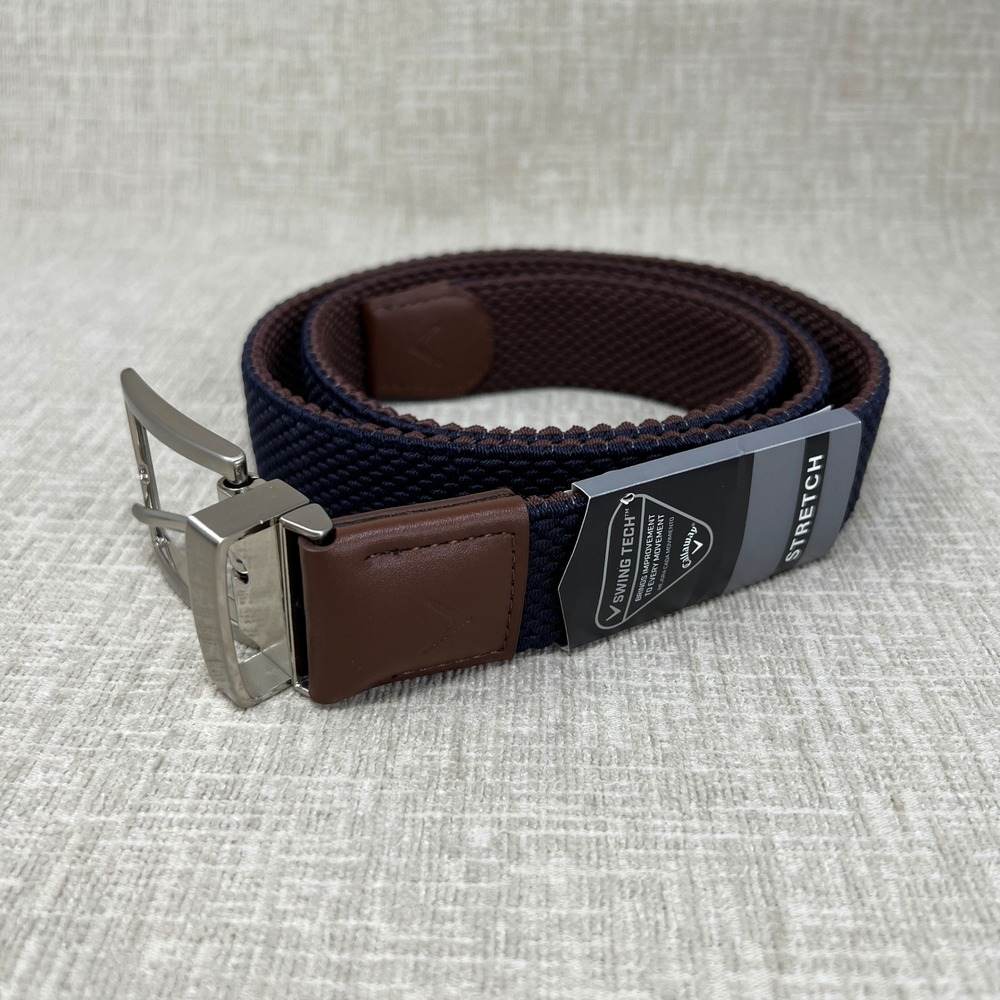 NEW Callaway Swing Tech Motion Strap Braided Stretch Belt Navy L 38-40 Reverse